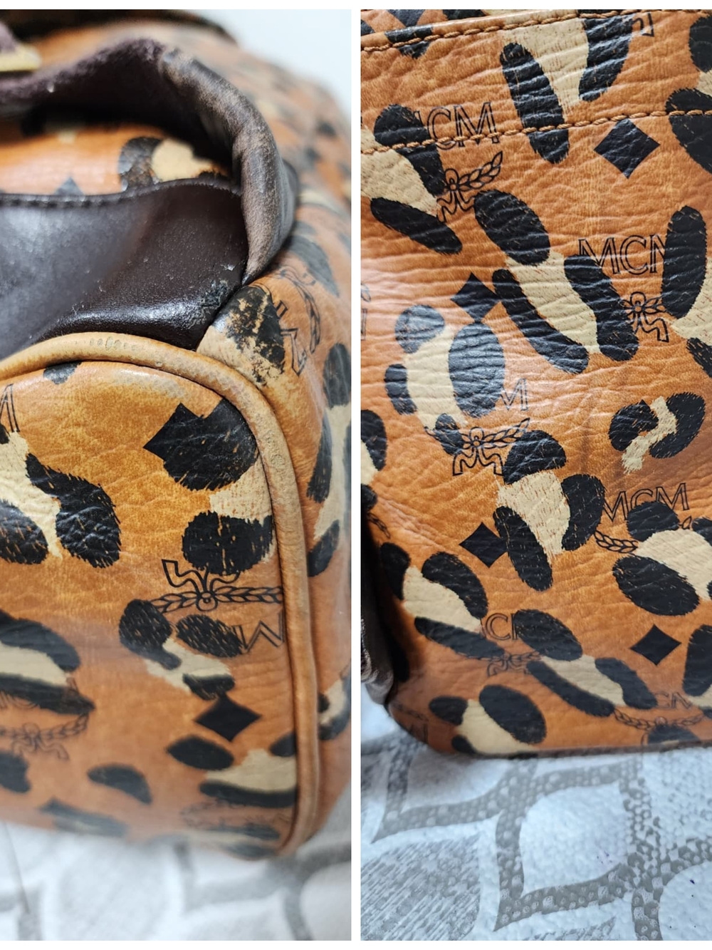 MCM Leopard Print Backpack Brown/Black - Picture 15 of 16